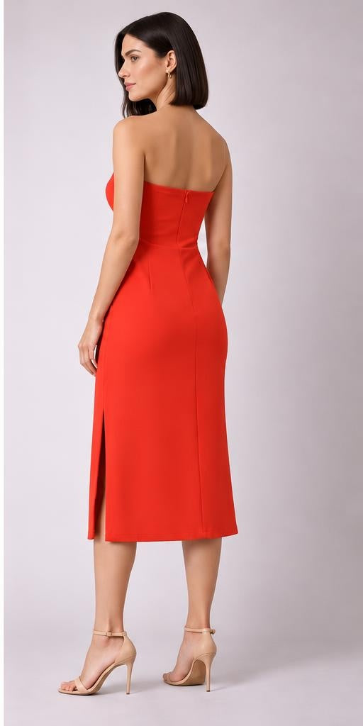 Bandeau-Midikleid – Rot – Seitenansicht