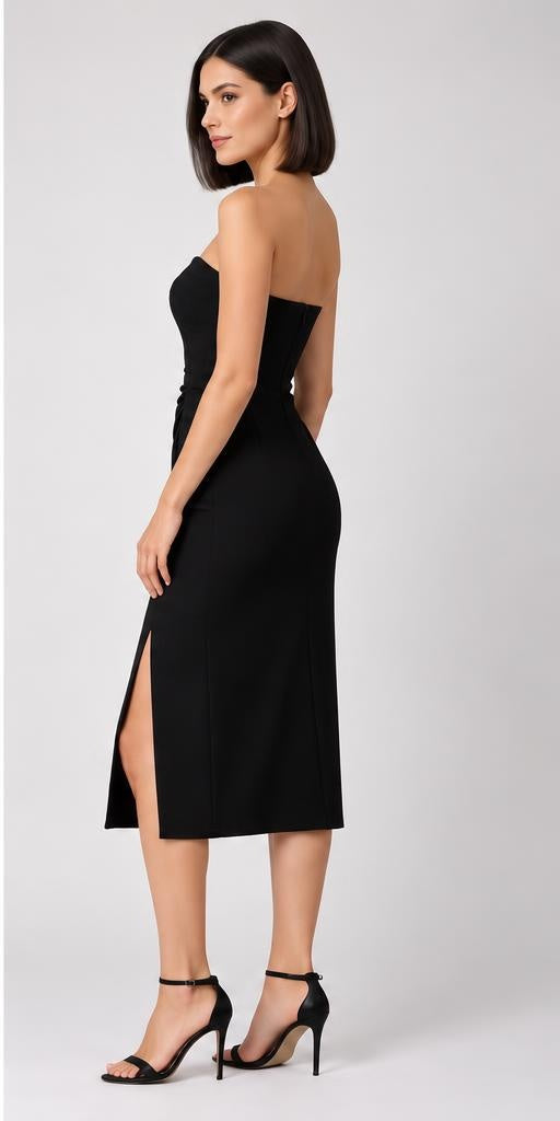 Bandeau-Midikleid – Schwarz – Seitenansicht