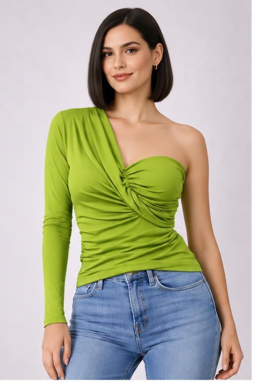 One-Shoulder-Top – Limette