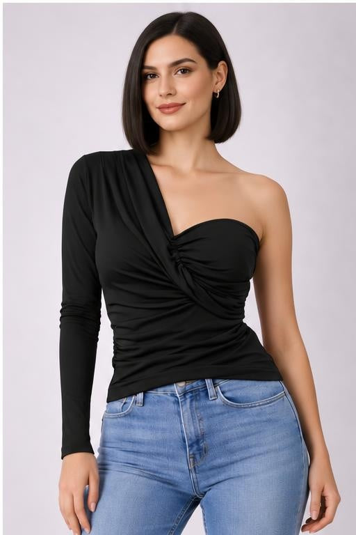 One-Shoulder-Top – Schwarz
