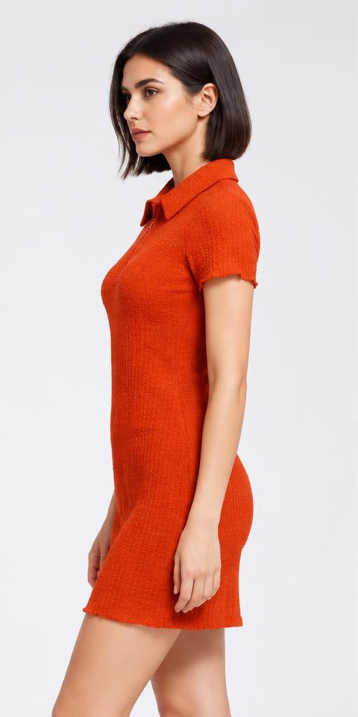 Polo-Minikleid – Orange – Seitenansicht